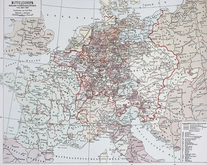 Framed Print : Map of Central Europe after the Peace of Westphalia of 1648 Framed Print : Map of Central Europe after the Peace of Westphalia of 1648