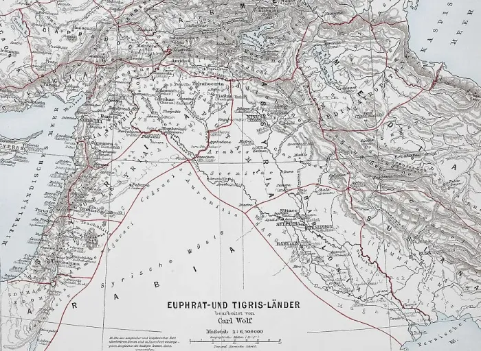 Framed Print : Map of the countries around Euphrates and Tigris from ca 1870 Framed Print : Map of the countries around Euphrates and Tigris from ca 1870