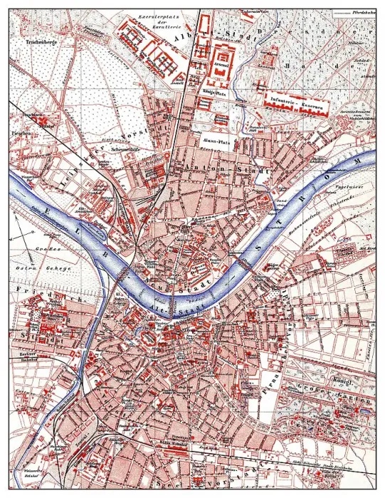 Framed Print : Map of Dresden, Germany, Europe