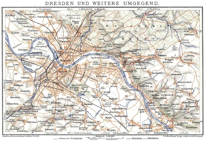 Framed Print : Map of Dresden, Germany, Europe