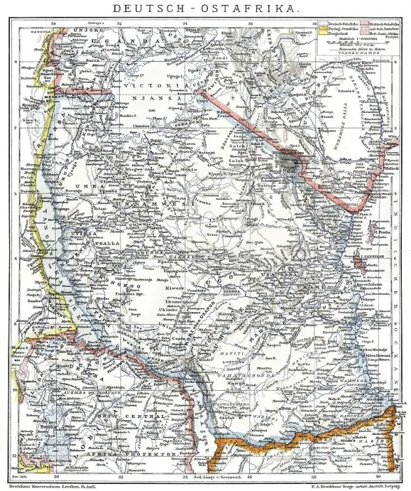 Framed Print : Map of the former German colony of East Africa Framed Print : Map of the former German colony of East Africa