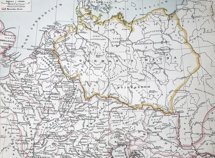 Framed Print : Map of Germania in the 2nd century AD