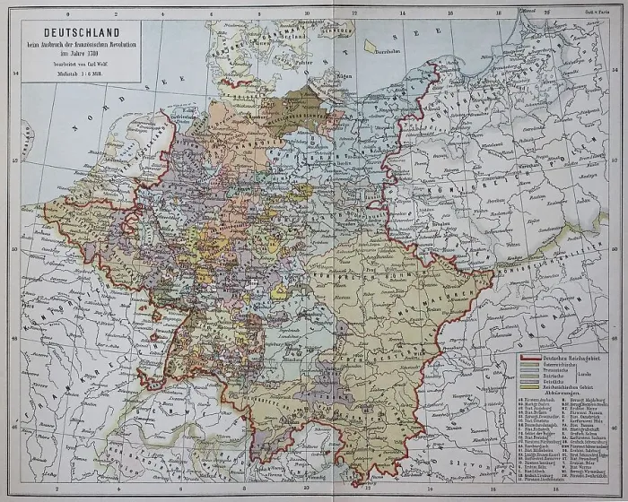 Framed Print : Map of Germany at the outbreak of the French Revolution in 1789 Framed Print : Map of Germany at the outbreak of the French Revolution in 1789