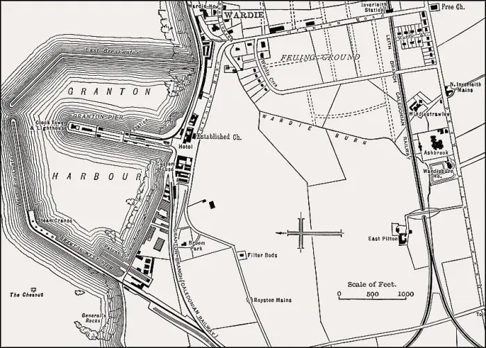 Framed Print : Map of Granton, Edinburgh, Scotland, 19th century