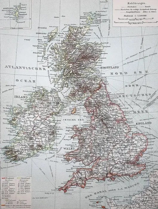 Framed Print : Map of Great Britain and Ireland