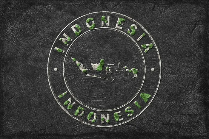 Framed Print : Map of Indonesia Reforestation Green Agenda