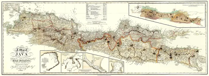 Framed Print : Map of Java, 1817, from History of Java by Sir Thomas Stamford Bingley Raffles