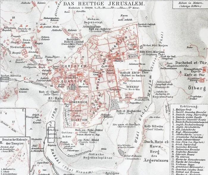 Framed Print : Map of Jerusalem in 1888, Historic Framed Print : Map of Jerusalem in 1888, Historic