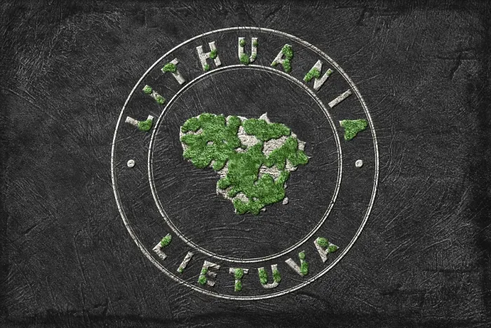 Framed Print : Map of Lithuania Reforestation Green Agenda
