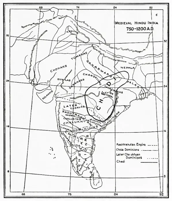 Framed Print : Map of medieval Hindu India, 750, 1200 AD