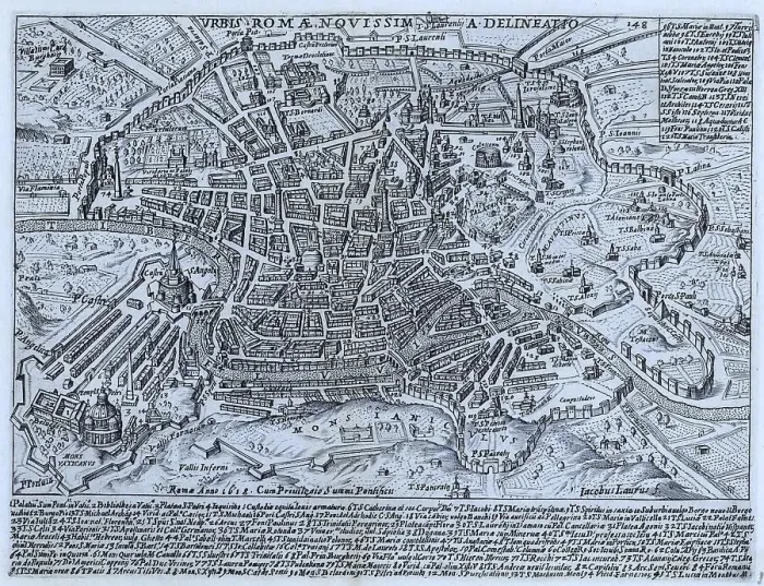 Framed Print : Map of the modern city of Rome circa 1625
