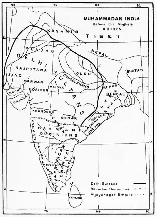 Framed Print : Map of Muhammadan India before Mughal circa, 1375 Framed Print : Map of Muhammadan India before Mughal circa, 1375