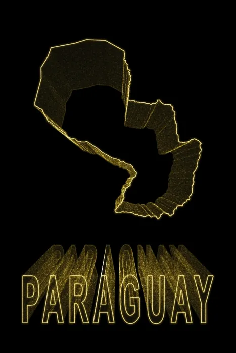 Framed Print : Map of Paraguay, Gold Map On Black Background