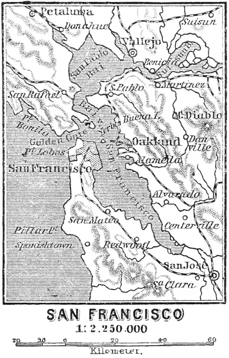 Framed Print : Map of San Francisco and surroundings with scale, Pacific or Pacific Ocean, San Pablo Bay, Oakland, Travelling, USA, historical illustration 18888, North America Framed Print : Map of San Francisco and surroundings with scale, Pacific or Pacific Ocean, San Pablo Bay, Oakland, Travelling, USA, historical illustration 18888, North America
