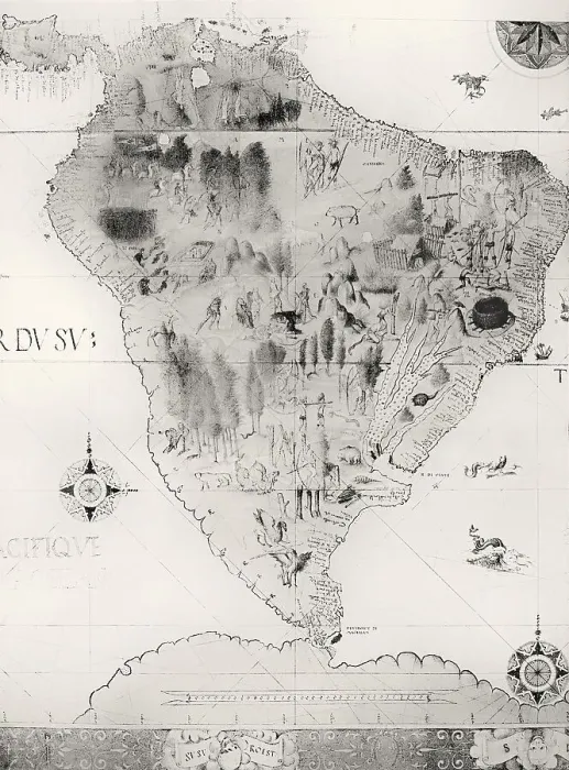Framed Print : Map of South America, 16th century
