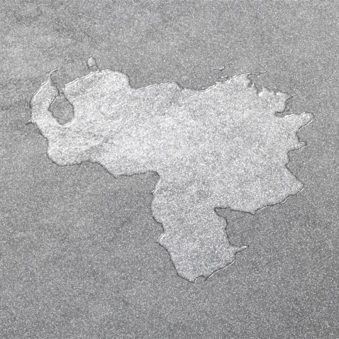 Framed Print : Map of Venezuela, silver background Framed Print : Map of Venezuela, silver background