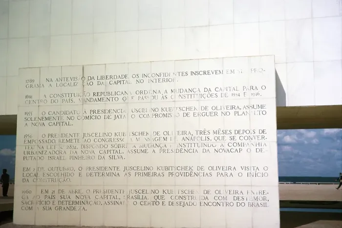 Framed Print : Marble plaque with important historical dates in front of the library building, Brasilia, Federal District, Brazil, 1962, South America Framed Print : Marble plaque with important historical dates in front of the library building, Brasilia, Federal District, Brazil, 1962, South America