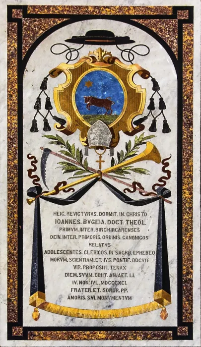 Framed Print : Marble plaque as tombstone on the floor