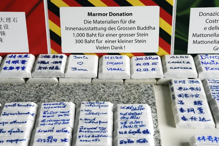 Framed Print : Marble tiles as donation for Big Buddha Framed Print : Marble tiles as donation for Big Buddha