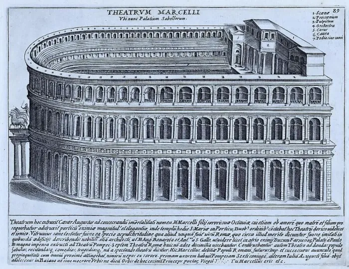 Framed Print : The Marcellus Theatre was begun in 44 BC by Julius Caesar