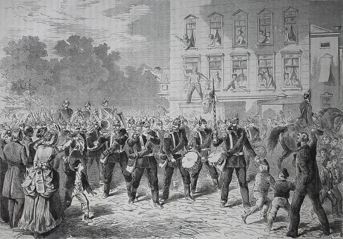 Framed Print : March of the Kaiser Alexander Guard Grenadier Regiment from Berlin