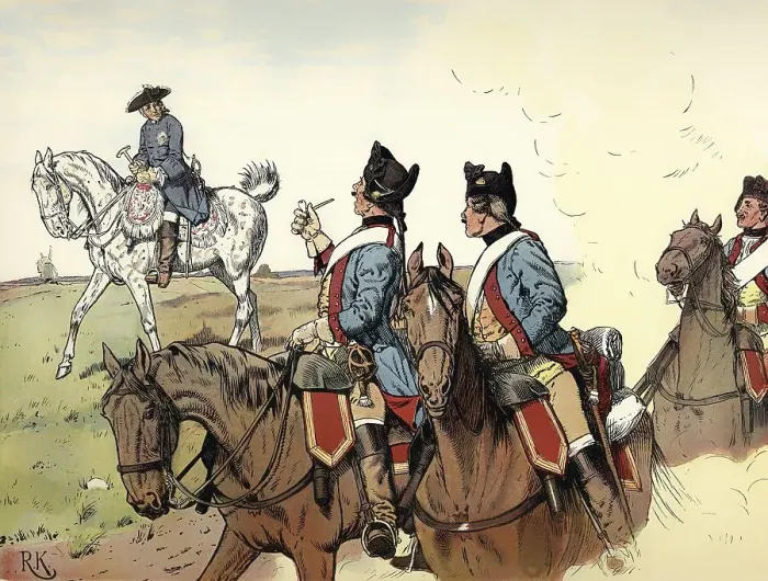 Framed Print : On the march through Lusatia, 1760