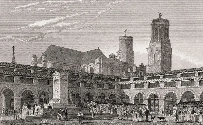 Framed Print : Marche Saint-Germain, Paris, antique steel engraved print