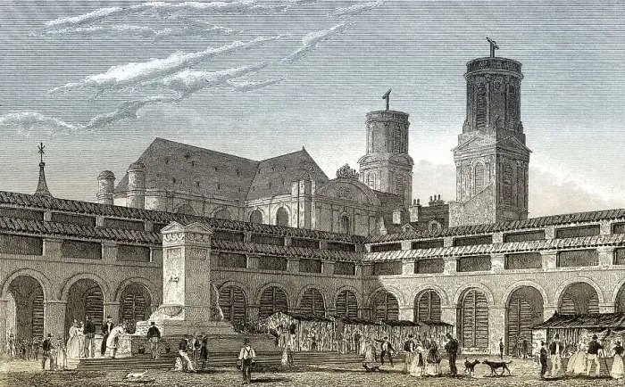 Framed Print : Marche Saint-Germain, Paris, antique steel engraved print Framed Print : Marche Saint-Germain, Paris, antique steel engraved print