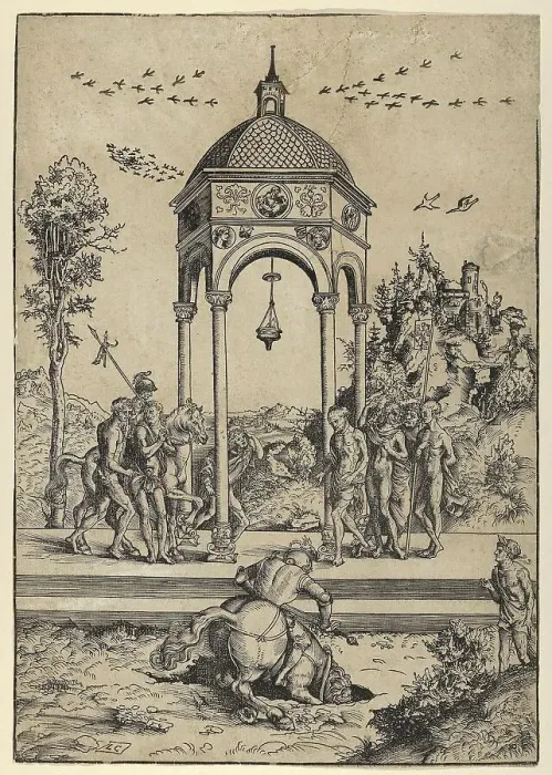 Framed Print : Marcus Curtius Falling into the Abyss