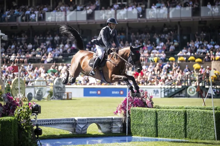 Framed Print : Mariano Martinez Bastida of Spain and riding Jup compete in the first round of the 1