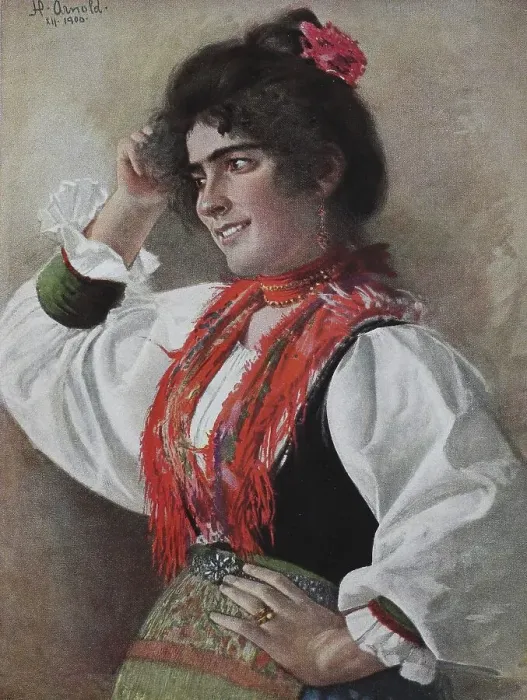 Framed Print : Marietta, woman from Hungary in traditional traditional costume