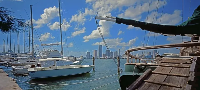 Framed Print : Marina on the Mac Arthur Causeway, Miami, Florida, USA, North America