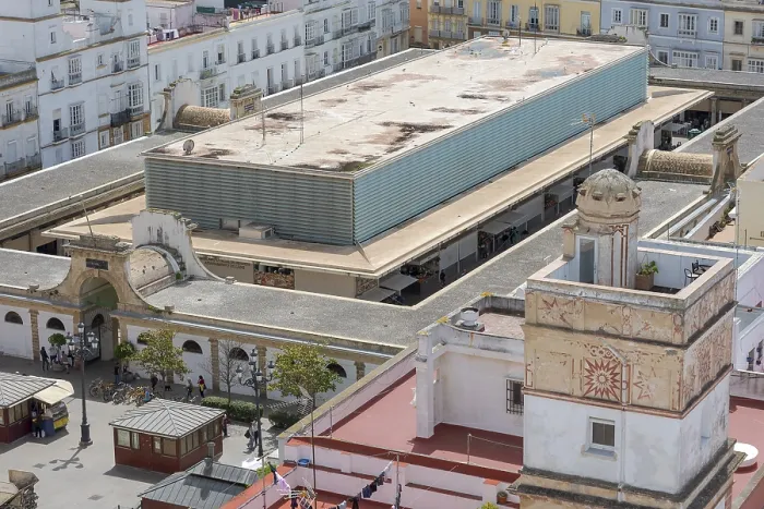 Framed Print : Market hall, view from the Torre Tavira over the historic centre of Cadiz