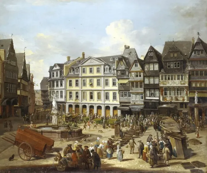 Framed Print : Market on the Roemerberg in Frankfurt