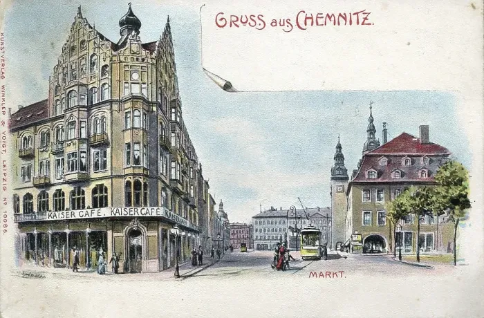 Framed Print : The market square of Chemnitz, c. 1910, Saxony, Germany, digitally enhanced reproduction from a historical original, c. 1900, public domain, Europe Framed Print : The market square of Chemnitz, c. 1910, Saxony, Germany, digitally enhanced reproduction from a historical original, c. 1900, public domain, Europe