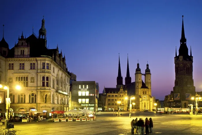 Framed Print : Market square, Red Tower, Halle Framed Print : Market square, Red Tower, Halle