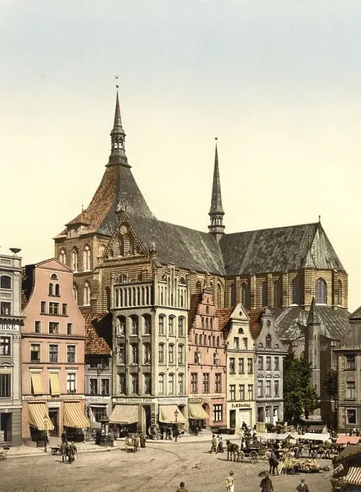 Framed Print : Market Square and St. Mary's Church in Rostock