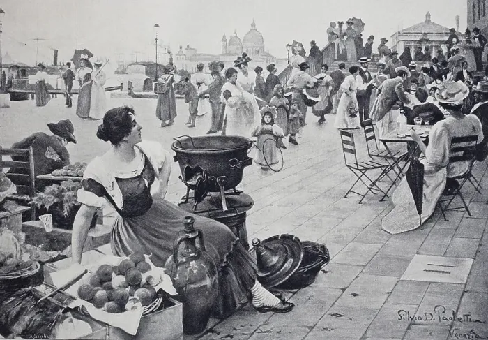 Framed Print : Market and street cafe on the riva degli schiavoni in venice Framed Print : Market and street cafe on the riva degli schiavoni in venice