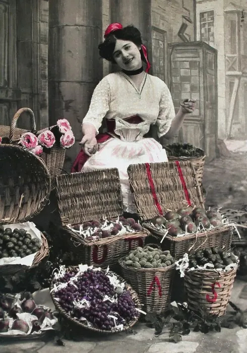 Framed Print : Market woman, fruit and flower seller