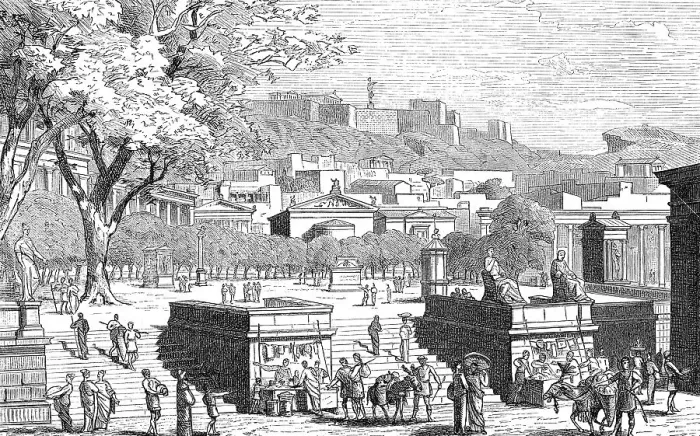 Framed Print : Marketplace at Athens in ancient Greece