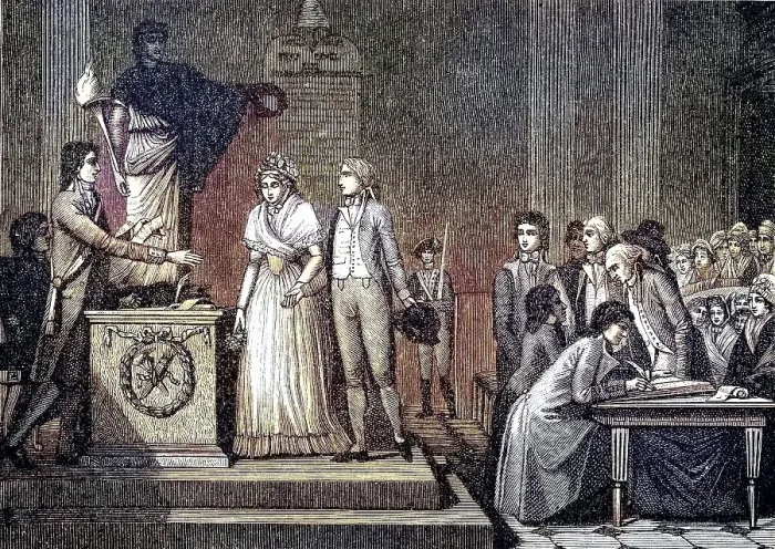 Framed Print : Marriage in France at the time of the First Republic 1792