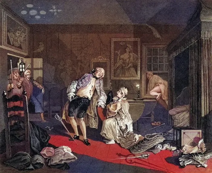 Framed Print : Marriage a la Mode Death of the Earl from the original by Hogarth from The Works of Hogarth published London 1833 Framed Print : Marriage a la Mode Death of the Earl from the original by Hogarth from The Works of Hogarth published London 1833