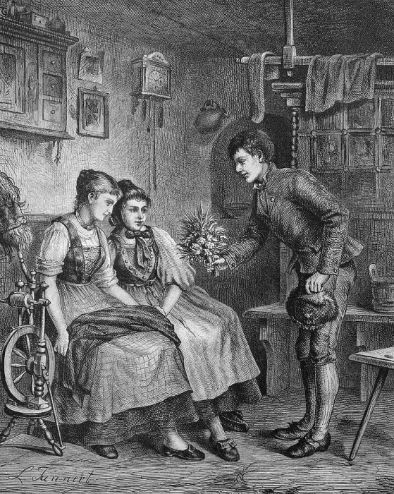Framed Print : Marriage proposal, historic illustration, 1877 Framed Print : Marriage proposal, historic illustration, 1877