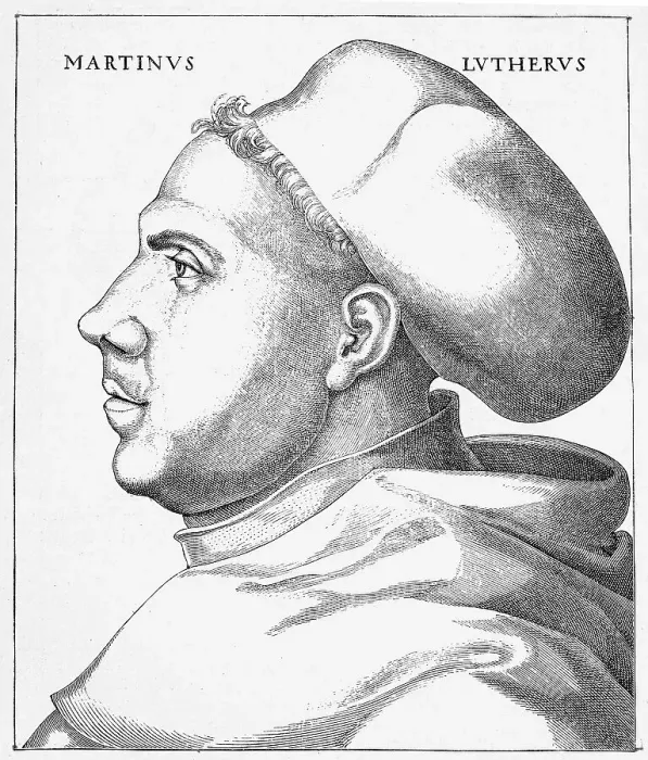 Framed Print : Martin Luther (1483-1546), 38 years old, in habit Framed Print : Martin Luther (1483-1546), 38 years old, in habit