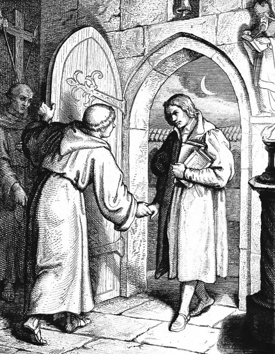 Framed Print : Martin Luther enters the monastery of the Augustinian hermits in 1505 Framed Print : Martin Luther enters the monastery of the Augustinian hermits in 1505