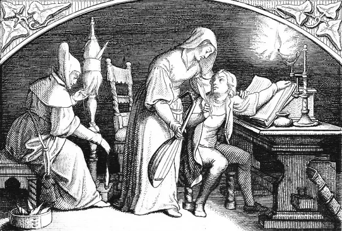 Framed Print : Martin Luther in the house of his future foster mother Frau Gotta Framed Print : Martin Luther in the house of his future foster mother Frau Gotta