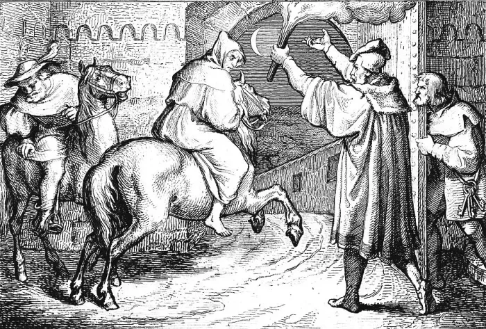 Framed Print : Martin Luther leaves Augsburg on horseback