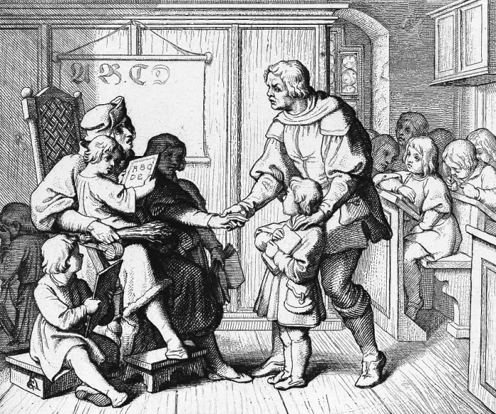 Framed Print : Martin Luther being led to school Framed Print : Martin Luther being led to school