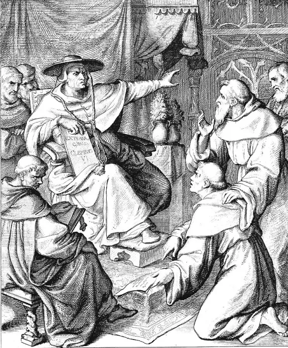 Framed Print : Martin Luther in front of the papal legate Cardinal Cajetan to recant his writings