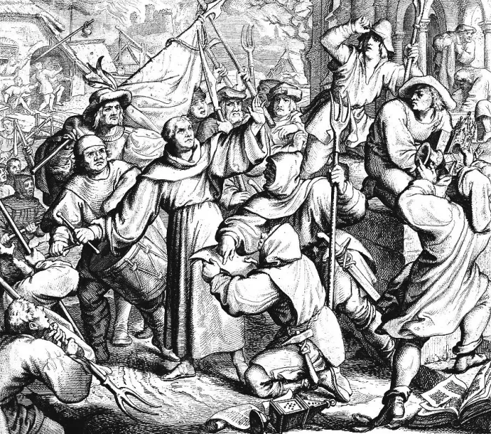 Framed Print : Martin Luther preaches in Seeburg against the Peasants War